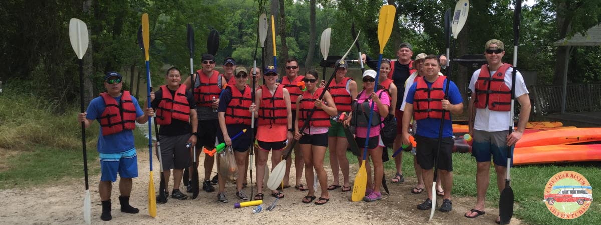 Military outing kayaking and canoeing on the cape fear river in lillington, NC